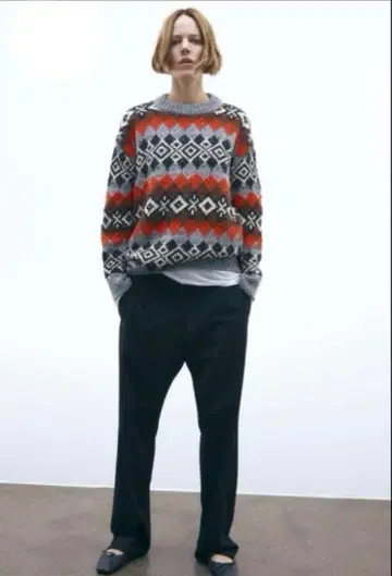 자라 자카드 니트 스웨터