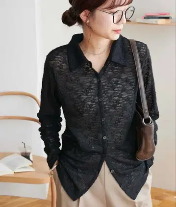 [ 미사용 새상품 ] 완판템 discoat 레이스 셔츠 블랙