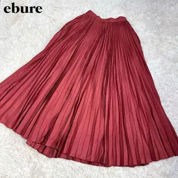 인기! 새상품급 에브르 플리츠 스커트 롱 기장 포켓 포함 레드 계열 36