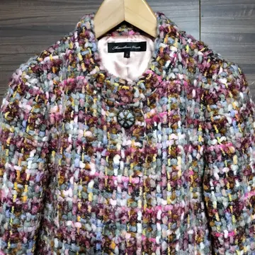 멜베이유방트 털실 멀티 컬러 모헤어 울 코트 화려한 무늬 컬러풀