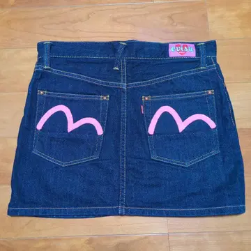 evisu 다크 블루 미니 스커트 데님