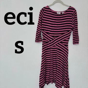 당일 발송 eci [ S ] 스트라이프 미니 원피스 블랙/핑크