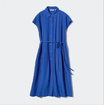 [유니클로] 린넨 블렌드 셔츠 원피스 콜라보 고급 겉옷 파랑 L