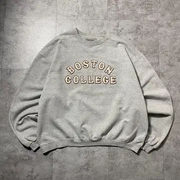 00s 챔피온 보스턴 대학 칼리지 로고 와펜 그레이 맨투맨