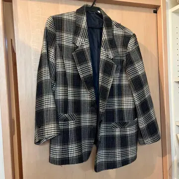 90s 빈티지 체크 무늬 테일러드 자켓 일본제