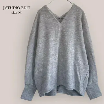 J'STUDIO EDIT 돌먼 슬리브 니트 V넥 퍼지 일본제
