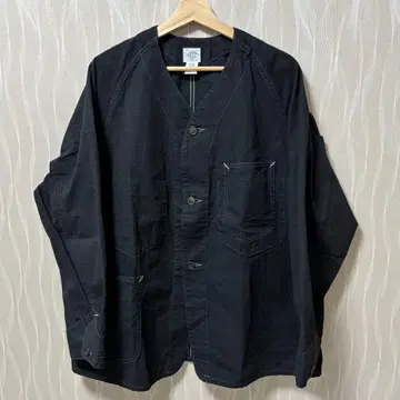 포스트 오버올즈 크림슨 엔지니어 자켓 노카라 블랙 3124-DRC