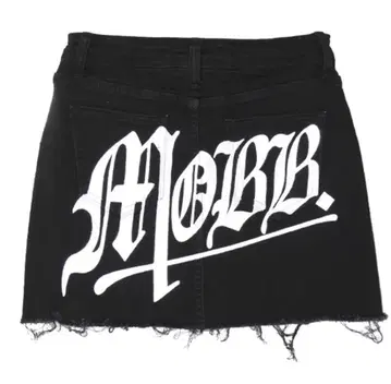 MOBB. 블랙 데님 미니 스커트