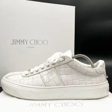 새상품급 지미추 악어 엠보싱 가죽 남성용 스니커즈 화이트 28cm 상당