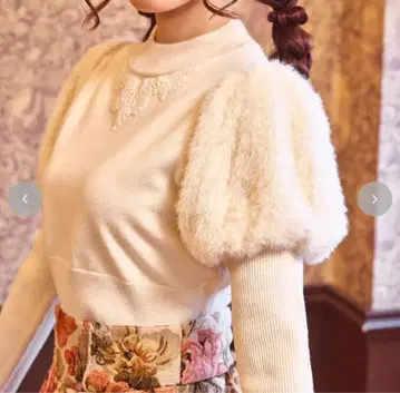 쿠루미 시마무라 소매 페더 니트 풀오버