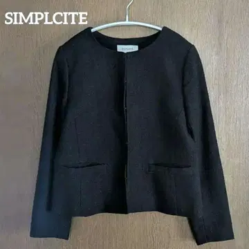 SIMPLCITE 트위드 노카라 자켓 네이비