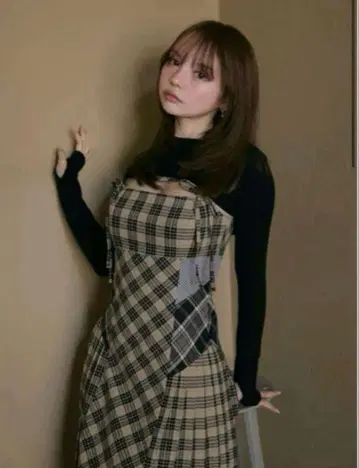 andmary Nadia check long dress