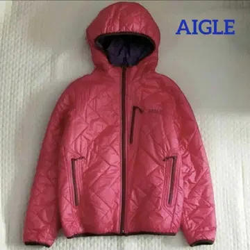 AIGLE 리버서블 충전솜 다운 자켓 빨간색/보라색