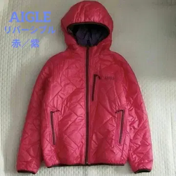 AIGLE 리버서블 패딩 자켓 빨간색/보라색