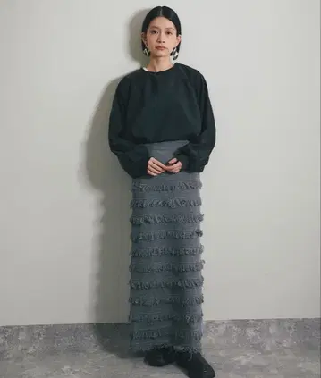 벌키 프린지 니트 스커트 ANOTHER S