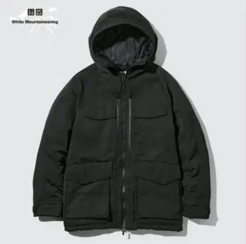 유니클로 화이트 마운티니어링 하이브리드 다운 오버사이즈 파카