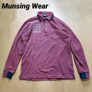 먼싱웨어 긴팔 피케 셔츠 빨간색 블랙 보더 골프 데상트 L