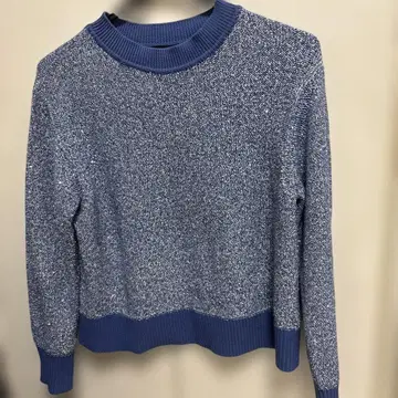 언타이틀 라메 믹스 파랑 긴팔 니트 스웨터