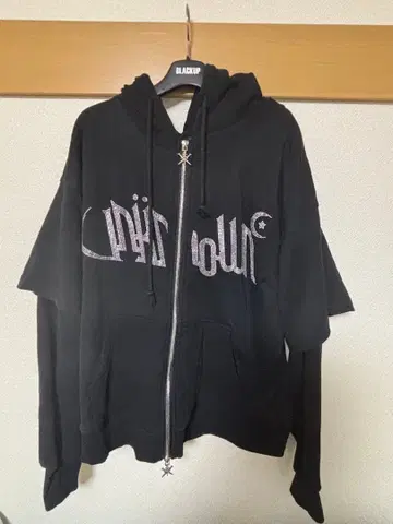 블랙 후드 부착 후드티 XS