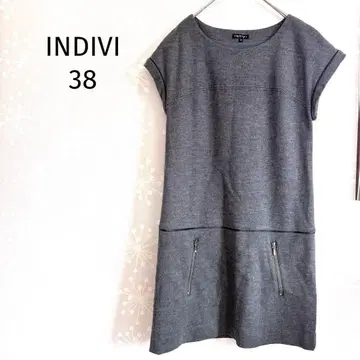 인디비 울 원피스 일본제 사이드 포켓 지퍼 멜란지 그레이
