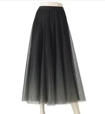 앙코키네 그라데이션 튤 롱 스커트 블랙