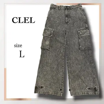 CLEL 클레일 애시드 워시 데님 카고 팬츠 L