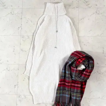 새상품급 띠어리 럭스 터틀넥 니트 원피스 캐시미어 혼방 로우 게이지