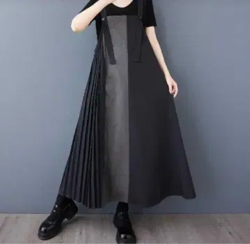 그레이 블랙 살로펫 여성용 플리츠 사이드 플리츠 살로펫 원피스