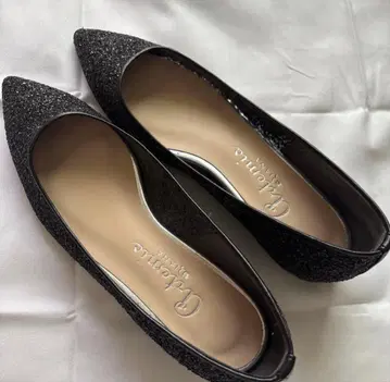 다이애나 글리터 블랙 플랫슈즈 22cm