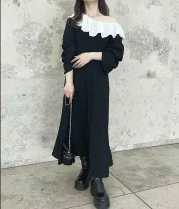 apres jour 롱 원피스 오프숄더 플레어 원피스