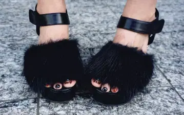 퍼 샌들 S 사이즈 블랙 헤이세이 갸루