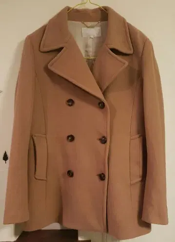 자유구 베이지 더블 브레스트 피 코트 울 캐시미어 사이즈 40