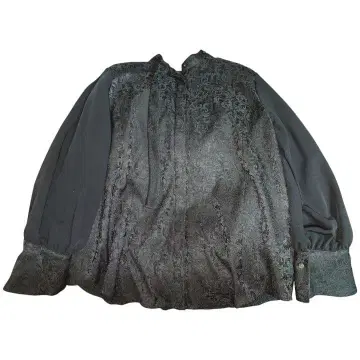 [ HARE ] 자카드 절개 보타이 셔츠 - LADIES - (블랙)