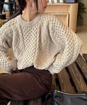 택 포함! Select moca by son 빈티지 스타일 케이블 니트