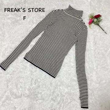 프릭스스토어 [ F ] 스트라이프 하이넥 니트 긴팔 나일론 슬림