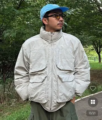 nugu 멀티 포켓 다운 L gray down jacket