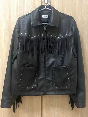 LAGUA GEM FRINGE FAUX LEATHER 자켓