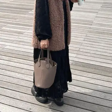 raffime 브라운 플리스 티셔츠 원피스