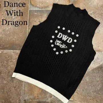 DANCE WITH DRAGON 니트 베스트 스톤 케이블 짜임