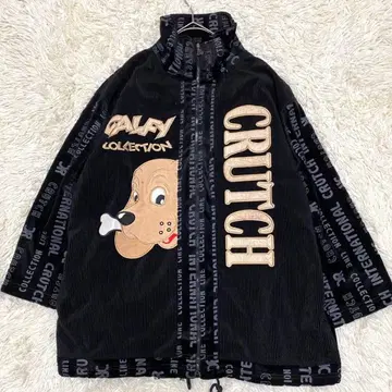 [레어] GALFY 벨로아 절개 트랙 자켓 빅 로고 블랙