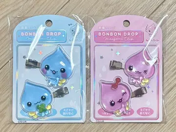 모자 꽁지 드롭 앞머리 클립 물방울 촉촉이 2개 세트