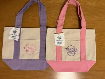 택 포함 새상품 트레이더 조스 파스텔 미니 토트 퍼플 핑크 2세트