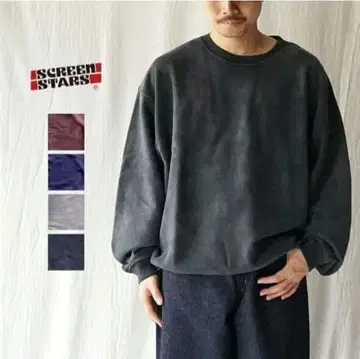 SCREEN STARS 선버스트 오버사이즈 맨투맨 블랙