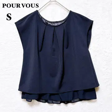 풀뷰 포멀 블라우스 프렌치 슬리브 S 레이스 파티 네이비