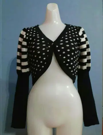 도트 & 스트랩 모헤어 니트 볼레로