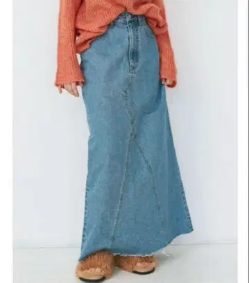 언그리드 슬림핏 데님 스커트 블루 M 사이즈