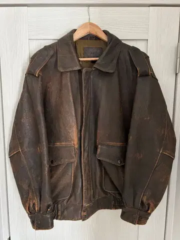 RENO 프랑스제 천연 가죽 플라이트 자켓 B-3 빈티지 브라운