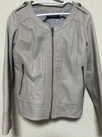 그레이 가죽 자켓 집업