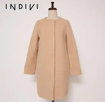 INDIVI 노카라 코트 알파카 혼방 핑크 베이지 36