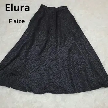 Elura 엘루라 자카드 롱 스커트 플레어 블랙